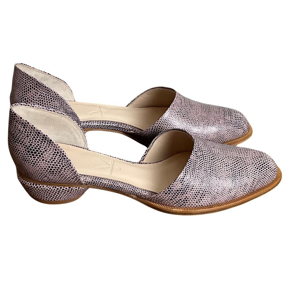 5YMedio Sol Mauve Textured Leather D’Orsay Flats, New in Box